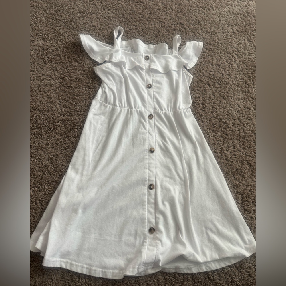 White Ruffled Button-Down Dress